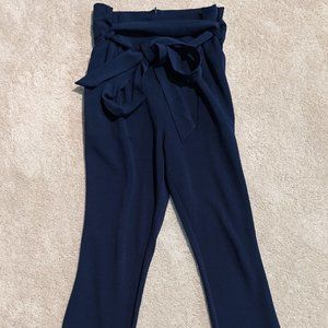 Navy, high-waisted dress pants